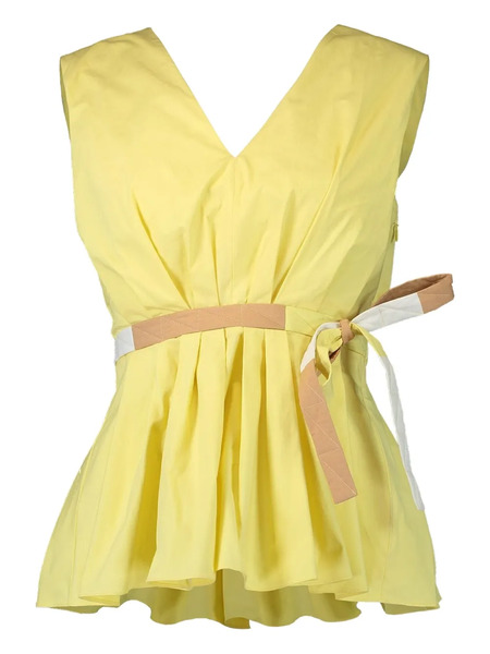 Roksanda Pleated V-neck Top - Yellow 