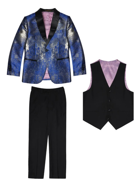  Romano Kids Jacquard Three-piece Suit - Gold 