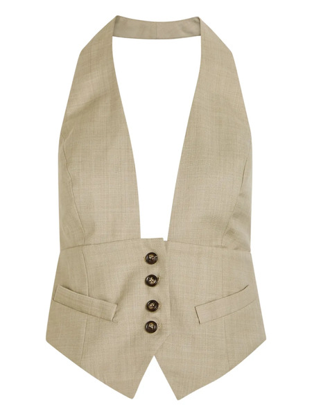  Ronny Kobo Buttoned Halter Top - Neutrals 