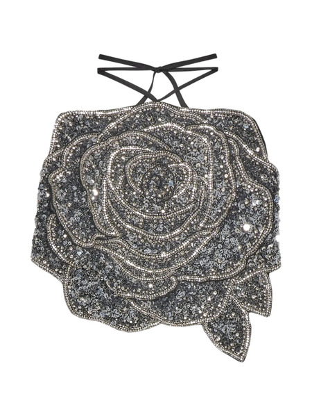  Room76 Rose-shaped Embroidered Top - Black 