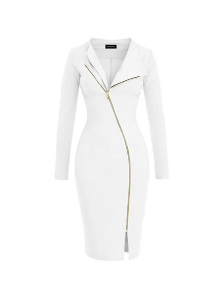  Roserry Chelsea Zip-front Midi Dress - White 
