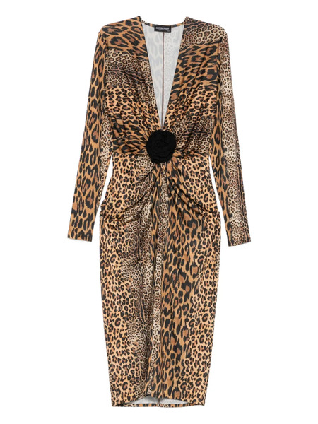  Roserry Leopard-print Midi Dress - Brown 