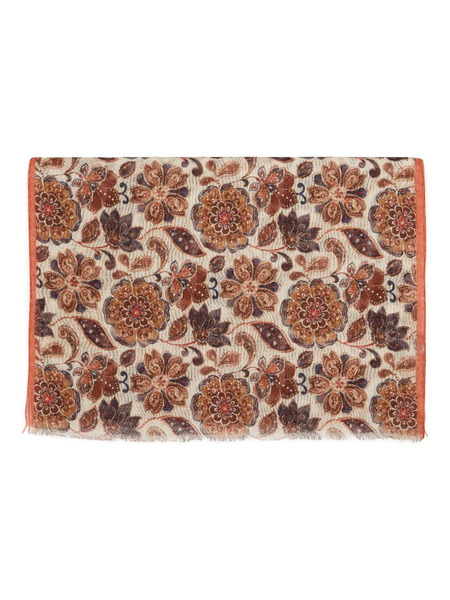  Rosi Floral Frayed Scarf - Brown 