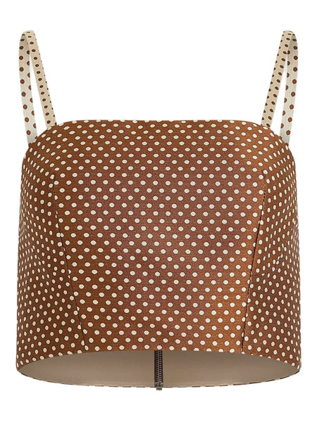  Rosie Assoulin Halfway There Polka-dot Pattern Top - Brown 