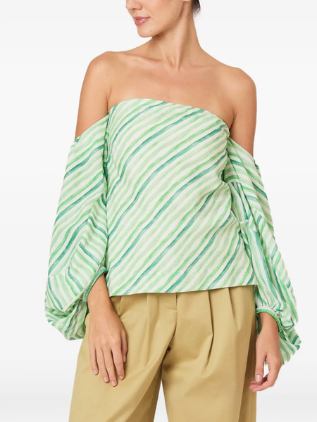  Rosie Assoulin Striped Off-shoulder Top - Neutrals 