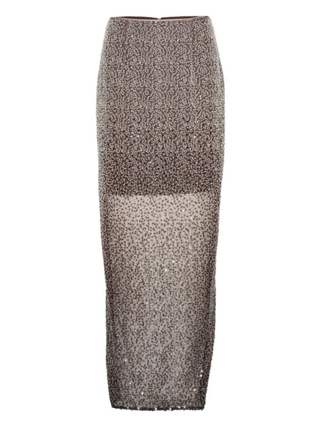  Rotate Birger Christensen Beaded Maxi Skirt - Brown 