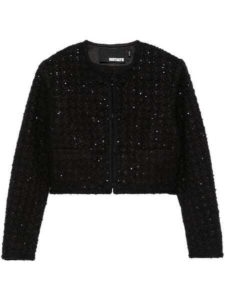  Rotate Birger Christensen Bouclé Cropped Jacket - Black 