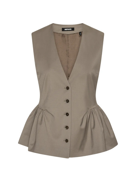  Rotate Birger Christensen Buttoned Peplum Gilet - Brown 