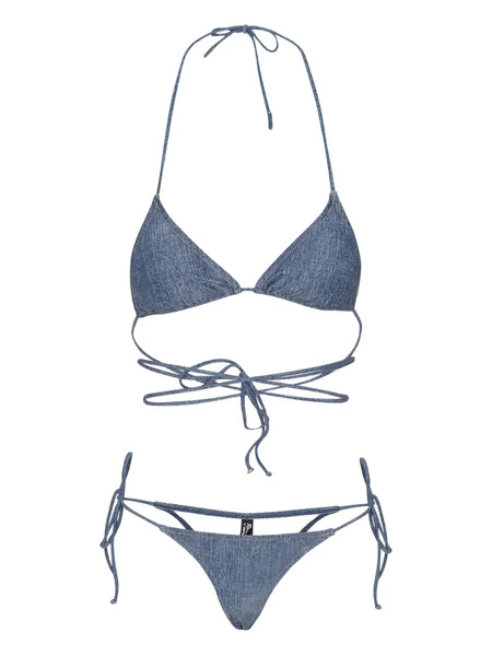  Rotate Birger Christensen Denim-print Bikini - Blue 