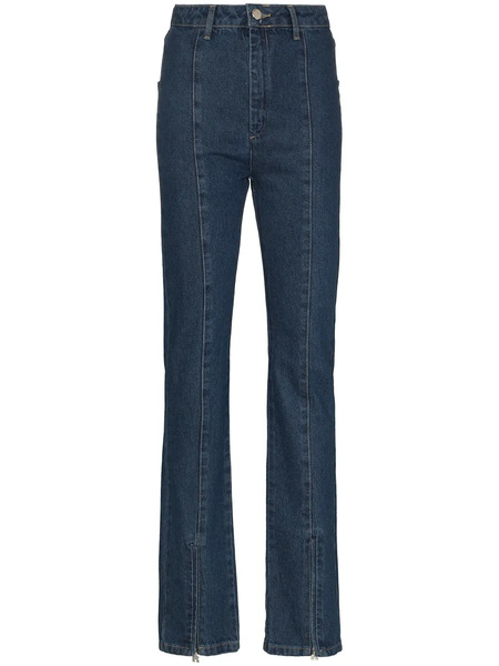  Rotate Birger Christensen Jada Zip-ankle Flared Jeans - Blue 