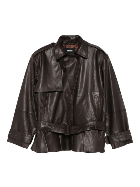  Rotate Birger Christensen Leather Jacket - Brown 
