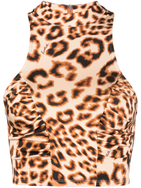  Rotate Birger Christensen Leopard-pattern Crop Top - Brown 