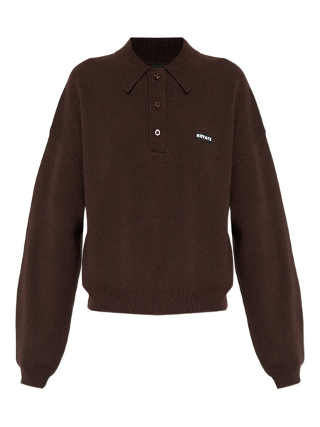  Rotate Birger Christensen Logo-patch Polo Top - Brown 