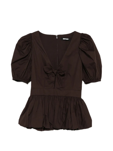  Rotate Birger Christensen Puff-sleeve Top - Brown 