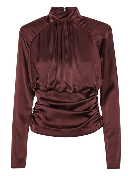  Rotate Birger Christensen Ruched Mock-neck Top - Red 