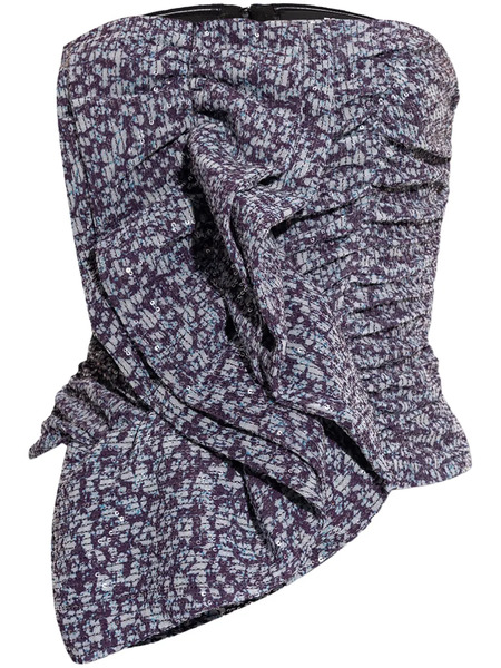  Rotate Birger Christensen Ruched Strapless Top - Purple 