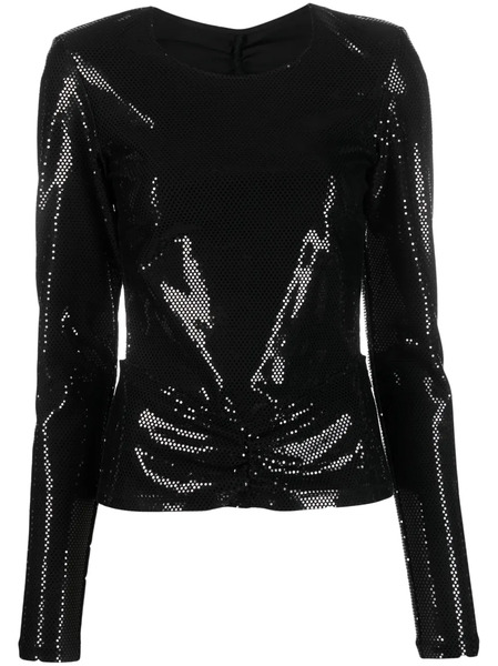  Rotate Birger Christensen Sequin-embellished Open-back Top - Black 