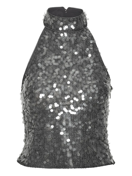  Rotate Birger Christensen Sequin Halter-neck Top - Grey 