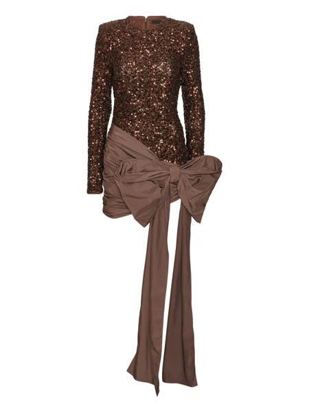  Rotate Birger Christensen Sequins-bow Mini Dress - Brown 