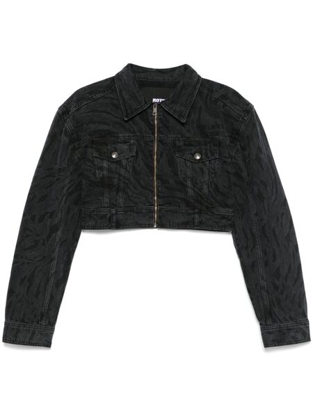  Rotate Birger Christensen Zebra-print Denim Jacket - Black 