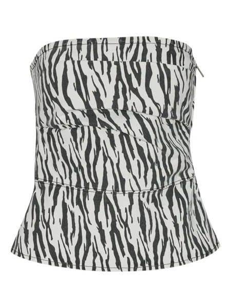  Rotate Birger Christensen Zebra-print Strapless Top - White 