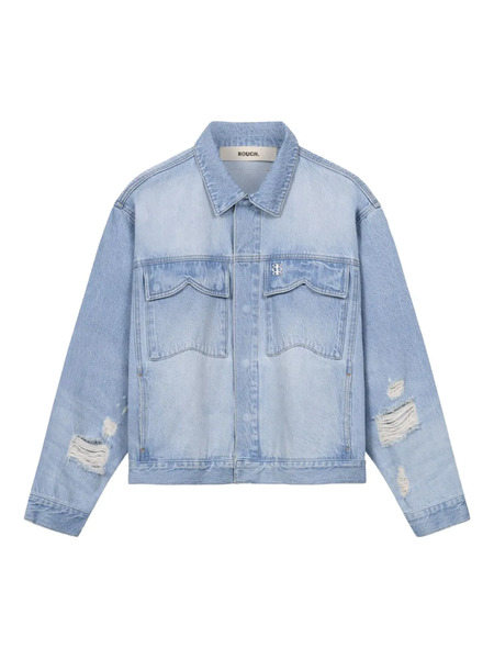  Rough. Distressed Denim Jacket - Blue 