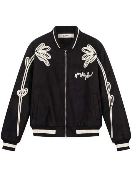  Rough. Floral Varsity Jacket - Black 