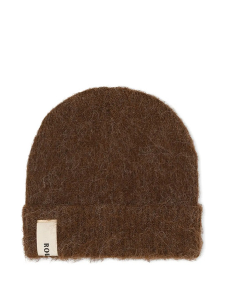  Rough. Fuzzy Logo-patch Beanie - Brown 