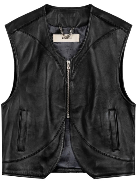  Rough. Leather Vest - Black 