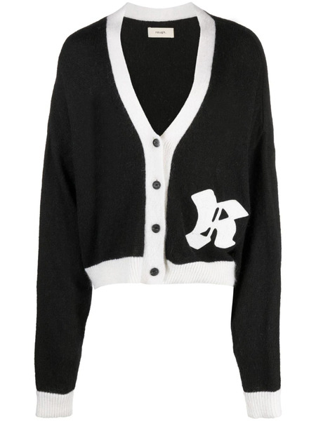  Rough. Logo-patch Button-up Cardigan - Black 