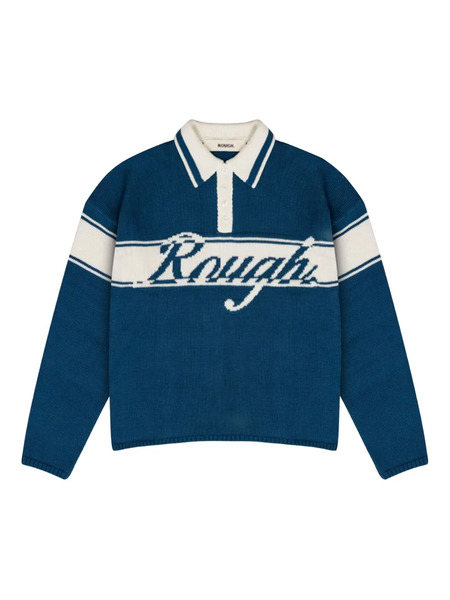  Rough. Rugby-stripe Long-sleeve Polo Shirt - Blue 