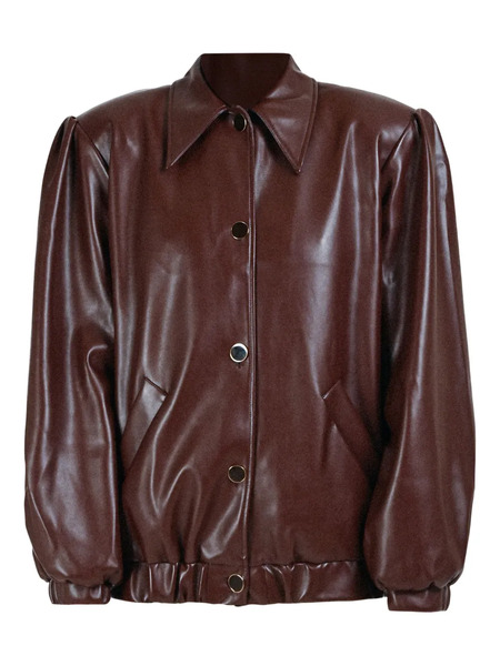  Rowen Rose Button-fastening Collar-pointed Jacket - Brown 