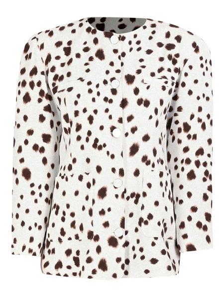  Rowen Rose Dalmatian-pattern Button-fastening Jacket - White 