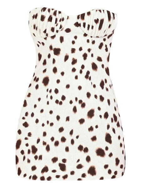  Rowen Rose Dalmatian-pattern Dress - White 