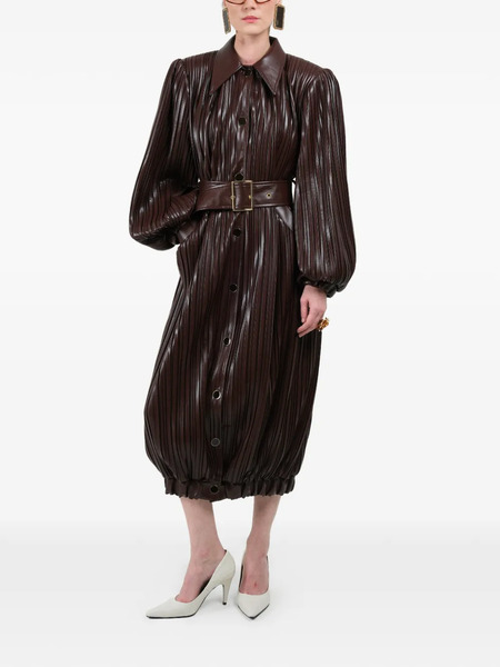  Rowen Rose Pleated Long Bomber Coat - Brown 