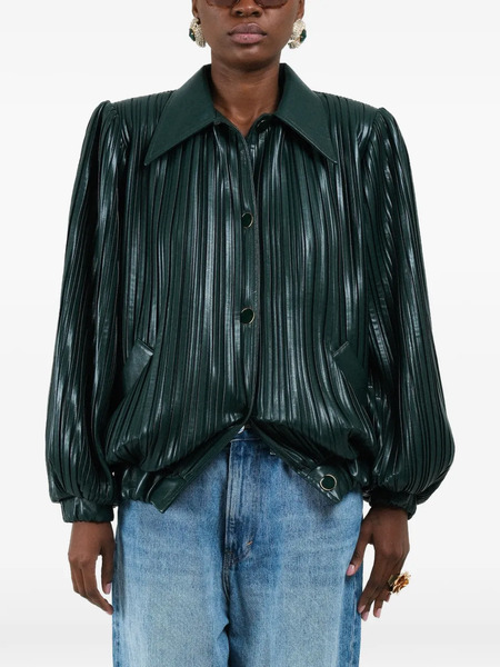  Rowen Rose Pleated Short Bomber Jacket - Green 