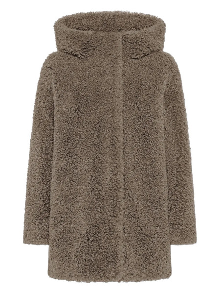  Rrd Hooded Lamb Coat - Brown 