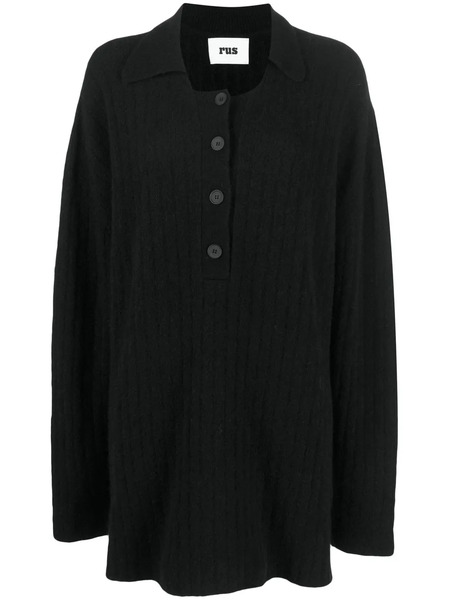  Rus Button-front Ribbed Jumper - Blue 