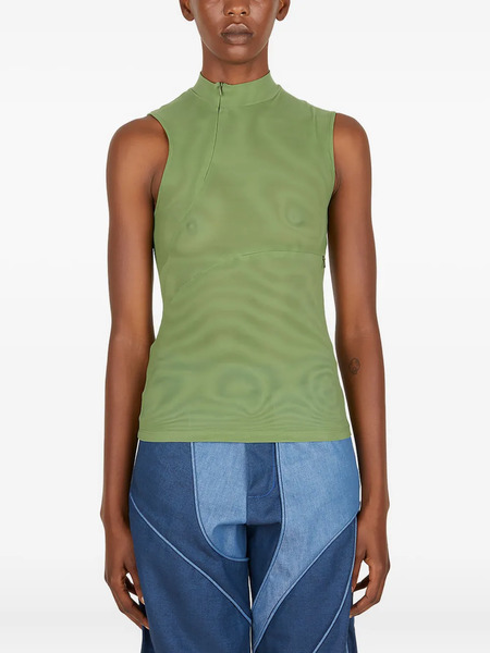  Rusfrcade Esra Mock-neck Zip-front Top - Green 