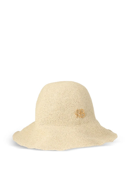  Ruslan Baginskiy Ruffled Straw Hat - Neutrals 