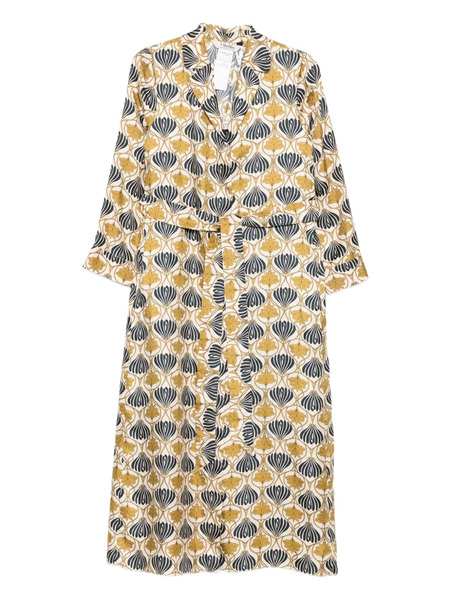  's Max Mara Belted Silk Dress - Neutrals 