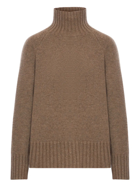  's Max Mara Turtleneck Ribbed Sweater - Brown 