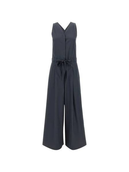  's Max Mara V-neck Belted Jumpsuit - Blue 