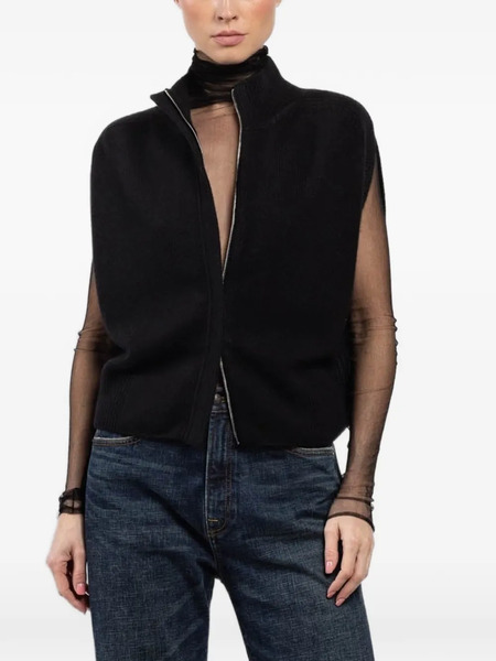  Sa Su Phi Matilda Zip-up High-neck Cardigan - Black 
