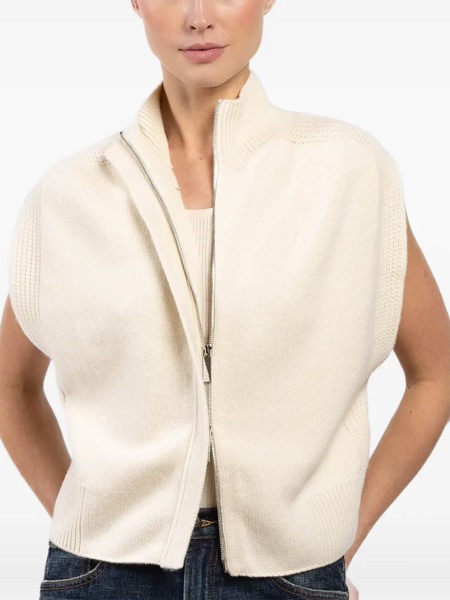  Sa Su Phi Zip-up Sleeveless Cardigan - Neutrals 