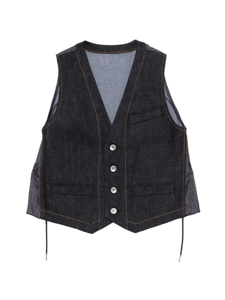  Sacai Button Front Waistcoat - Blue 