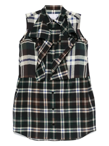  Sacai Checked Mini Dress - Green 