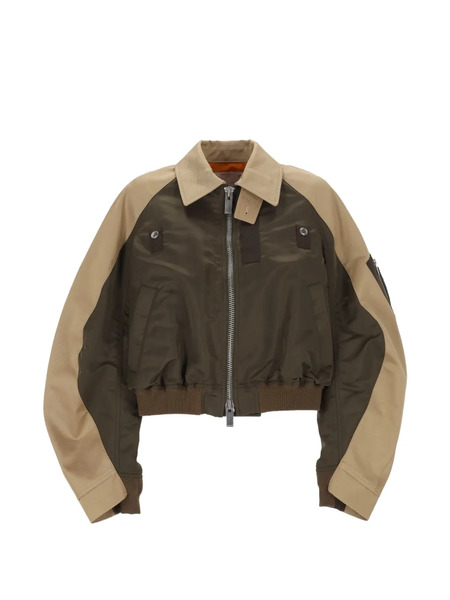  Sacai Colour-block Bomber Jacket - Green 