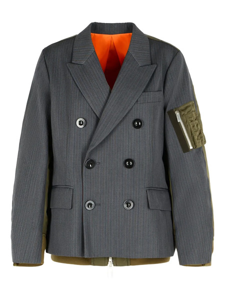  Sacai Double-breasted Jacket - Grey 