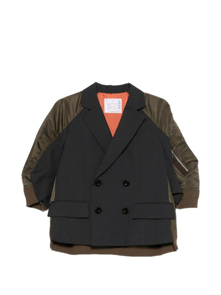  Sacai Double-breasted Panelled Jacket - Grey 